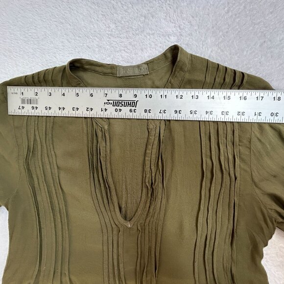 CP Shades Womens Olive Green 3/4 Sleeve Pintuck A-Line Tunic Top/Dress Small - Picture 5 of 7